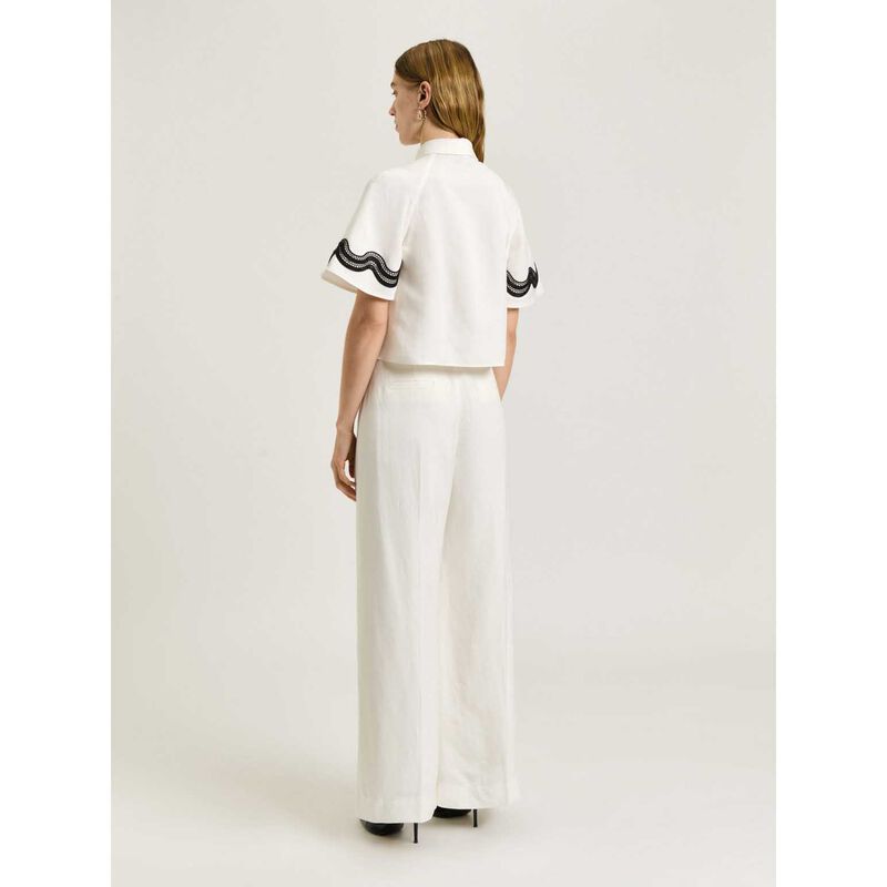 Veronika Maine Viscose Linen Twill Shirt With Lace image number 1